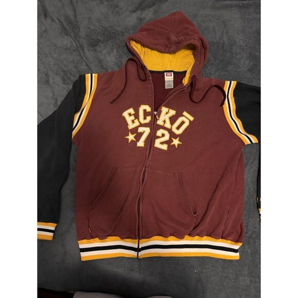 Ecko Unltd Hoodie Mens L Zip Grunge Rap Skate Spellout Sweatshirt - Picture 1 of 6